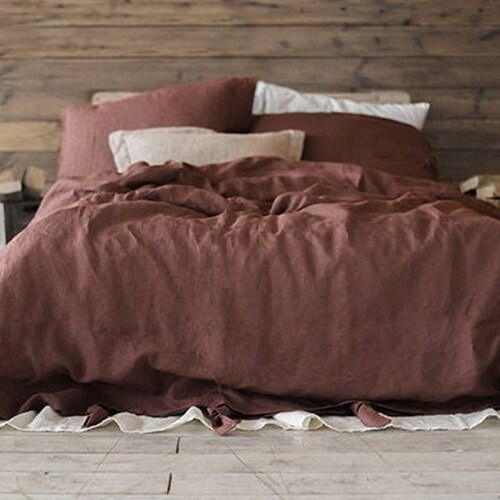100 Pure Cotton Duvet Cover Dark Brown Duvet Cover Set Etsy