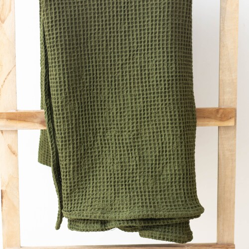 Olive Green Waffle Blanket Cotton Waffle Throw Blanket Etsy