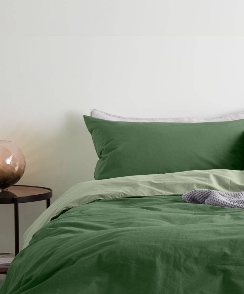 Moss Green Duvet Cover / Green Reversible Cotton Duvet Cover Etsy