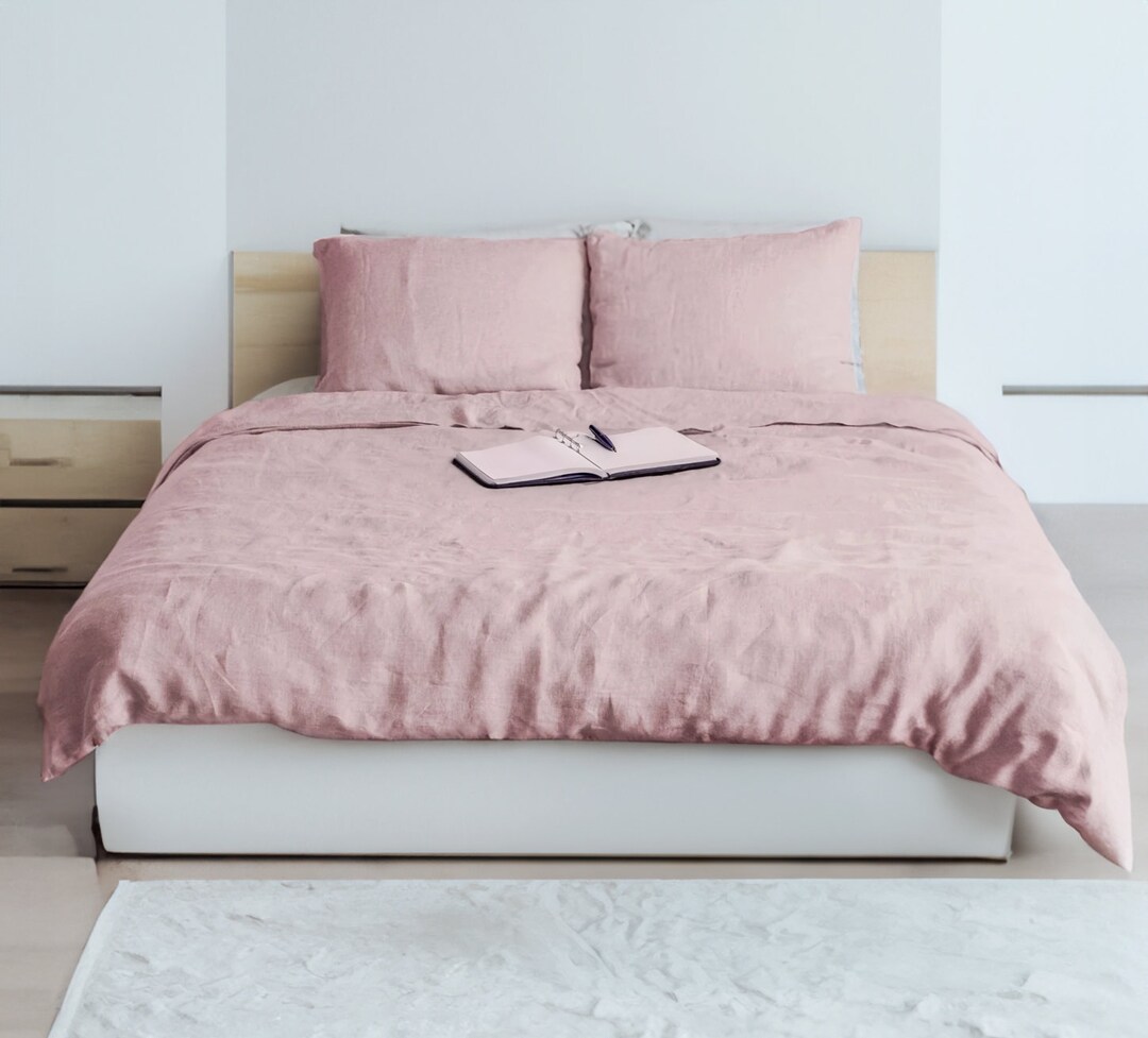 Rose Pink Duvet Cover Set Rose Pink Comforter Cover Set Etsy UK