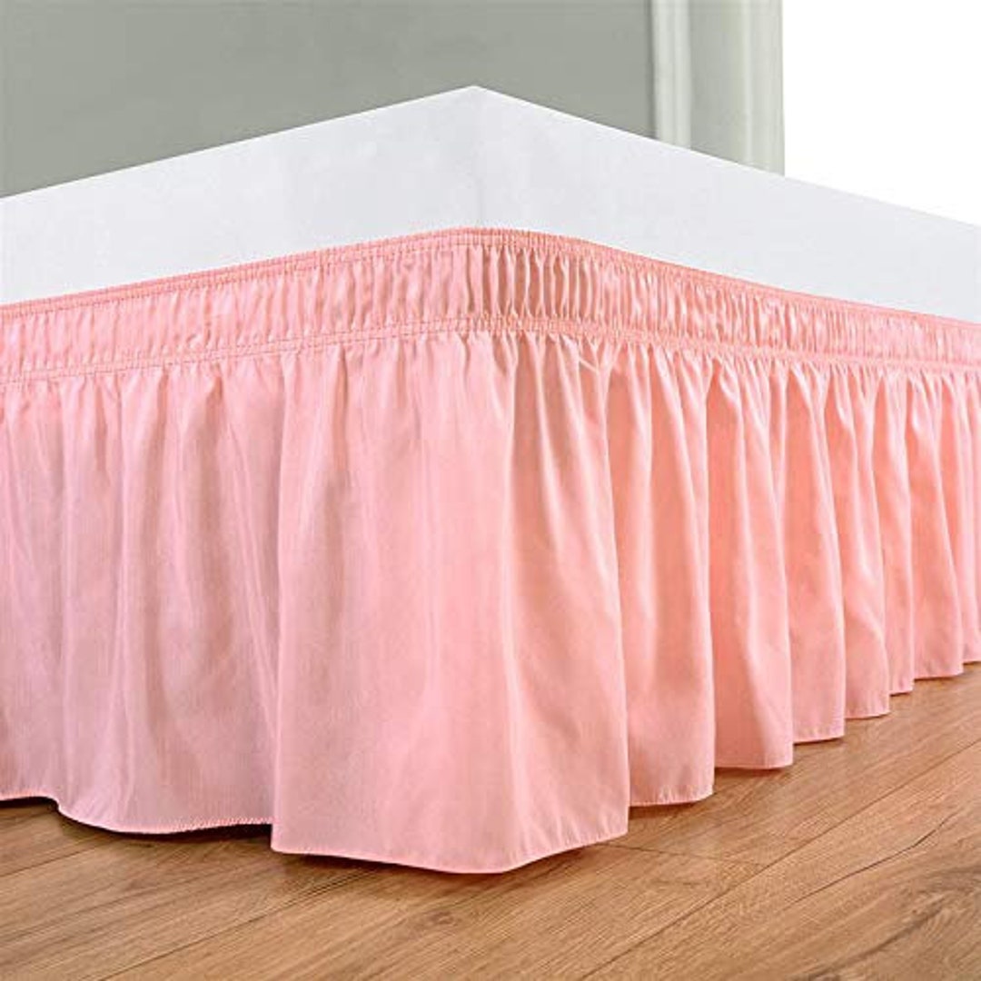 Blush Pink Bed Skirt 8 to 39 Drop Length 1 PIECE BED SKIRT 3 Sided 100