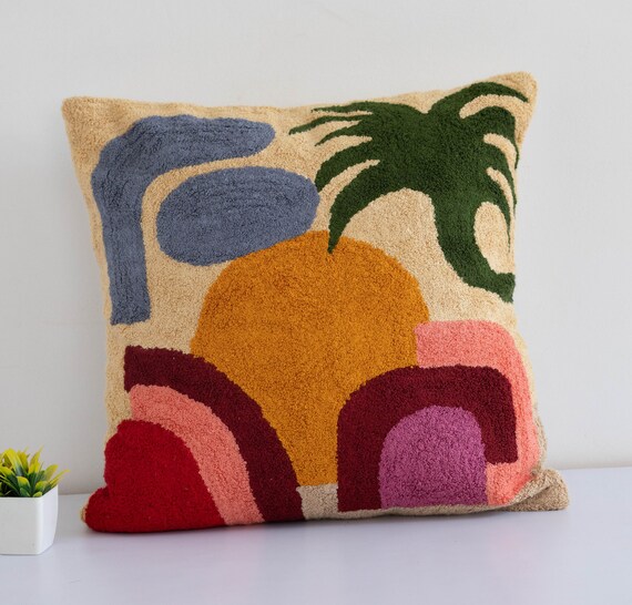 Crewel Embroidery Abstract Decorative Cushion Throw Pillow Covers