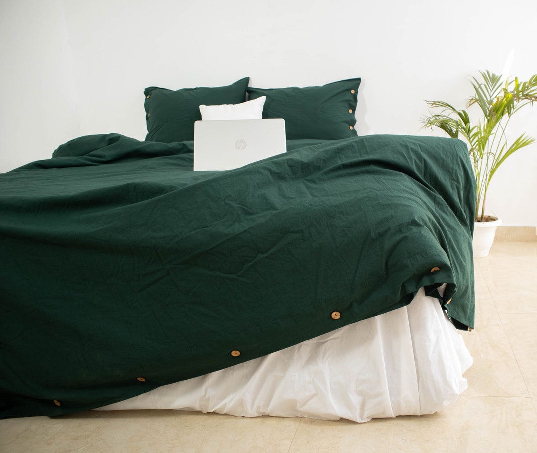Emerald Green Duvet Cover Boho Cotton Duvet Cover With Etsy