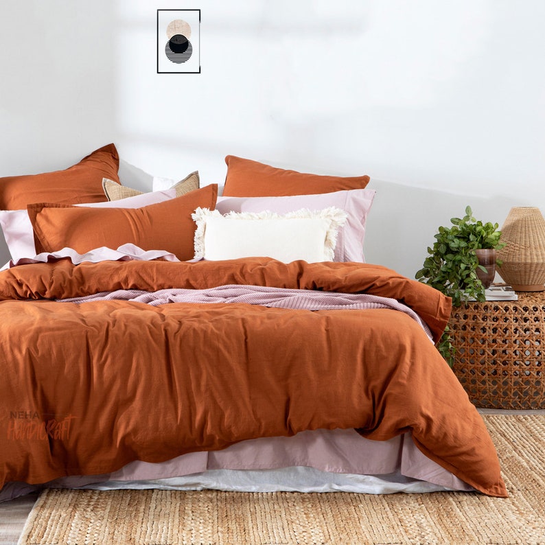 Burnt Orange Cotton Duvet Cover / Burnt Orange Duvet Cover Etsy Canada