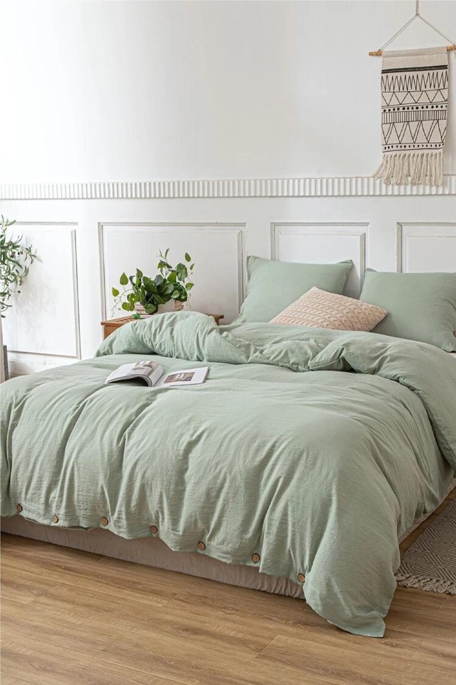Sage Green duvet cover / washed cotton duvet cover with Etsy