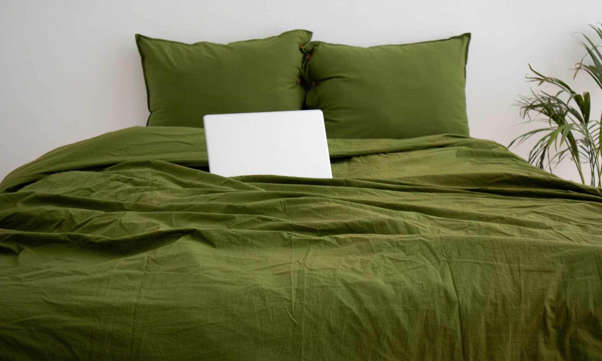 Moss Green Cotton Duvet Cover. Green Duvet Cover With Matching Etsy