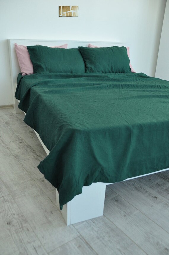 Emerald Green Cotton sheet set / emerald Green Cotton Bedding Etsy