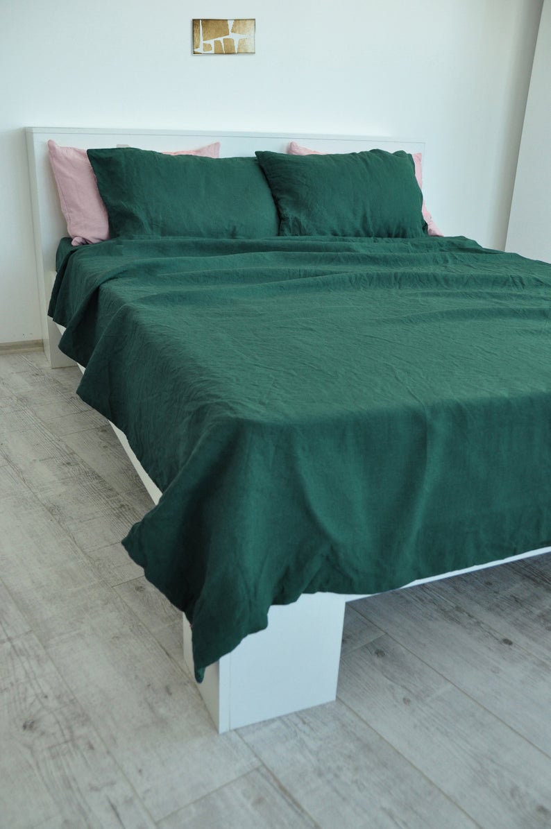 Emerald Green Cotton sheet set / emerald Green Cotton Bedding Etsy