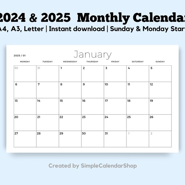 2025 Calendar Etsy