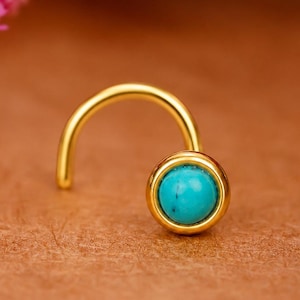 Tiny Turquoise Nose Stud, Sterling Silver Indian Piercing Jewelry