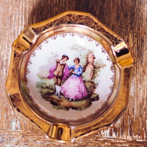 Vintage Miniature Plate / Ashtray – Gloria (Germany), 1970s – Baroque Romantic Scene