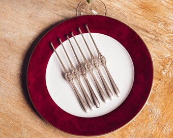 Set of 6 Vintage Silver-Plated Lobster /Crab Picks – MB 12 Hallmarked – Elegant Seafood Forks