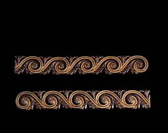 Vintage Bronze Scroll Molding Pair - Ornate Acanthus Leaf Bronze Appliques, 46 cm, Architectural Salvage