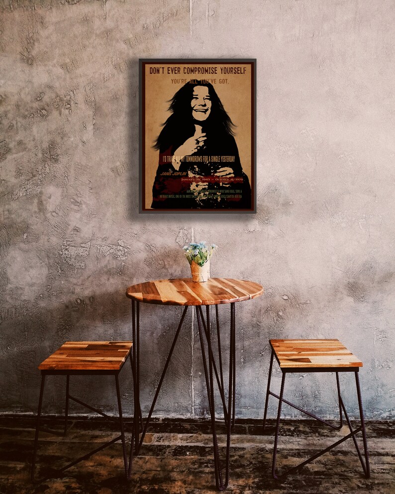 Janis Joplin wall art for fan with quote Joplin paper poster