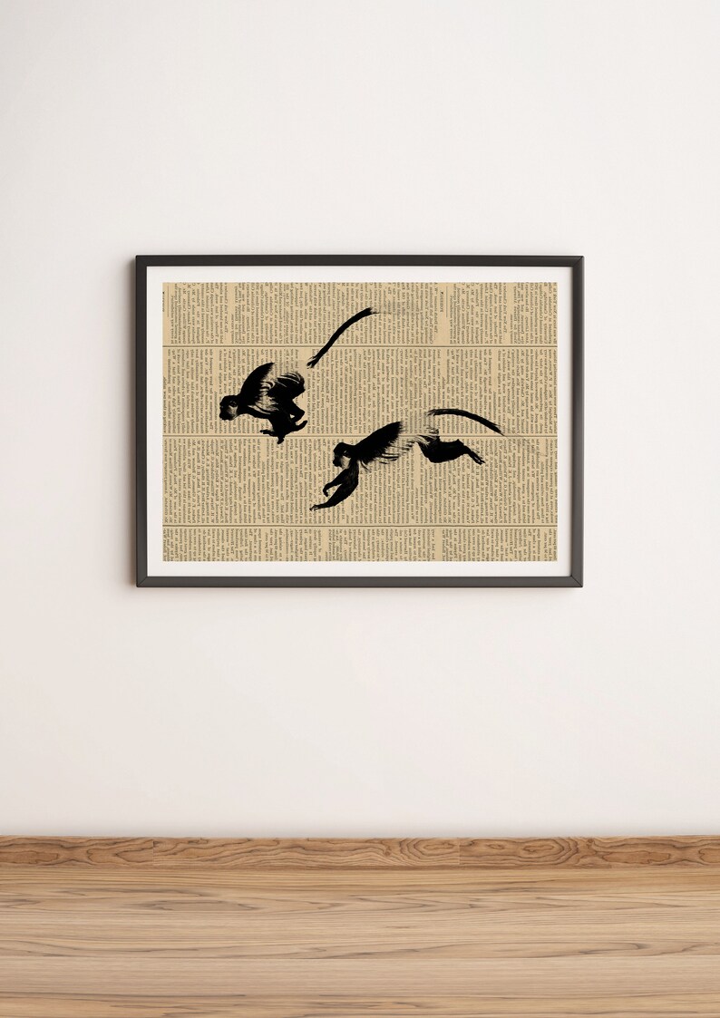 Colobus guereza monkey digital printable retro poster