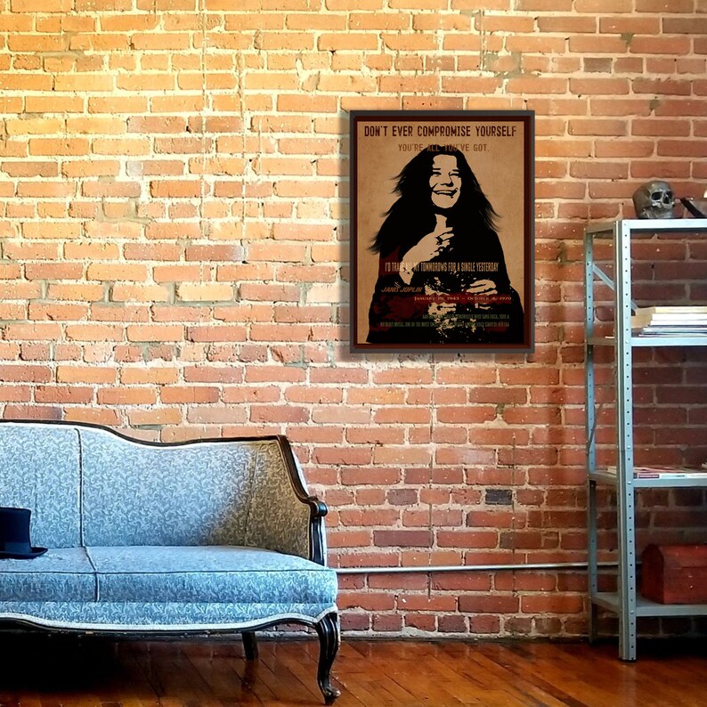 Janis Joplin wall art for fan with quote Joplin paper poster