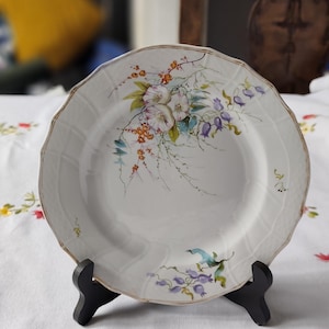 Antique Villeroy & Boch Mettlach Dessert Plate – Hand-Painted Art Nouveau Floral | Gilded Faience | Rare Late 19th–Early 20th Century Collec