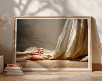 Woman Touching Jesus Hem Print, Oil-Inspired Christian Wall Art, Biblical Scripture Decor