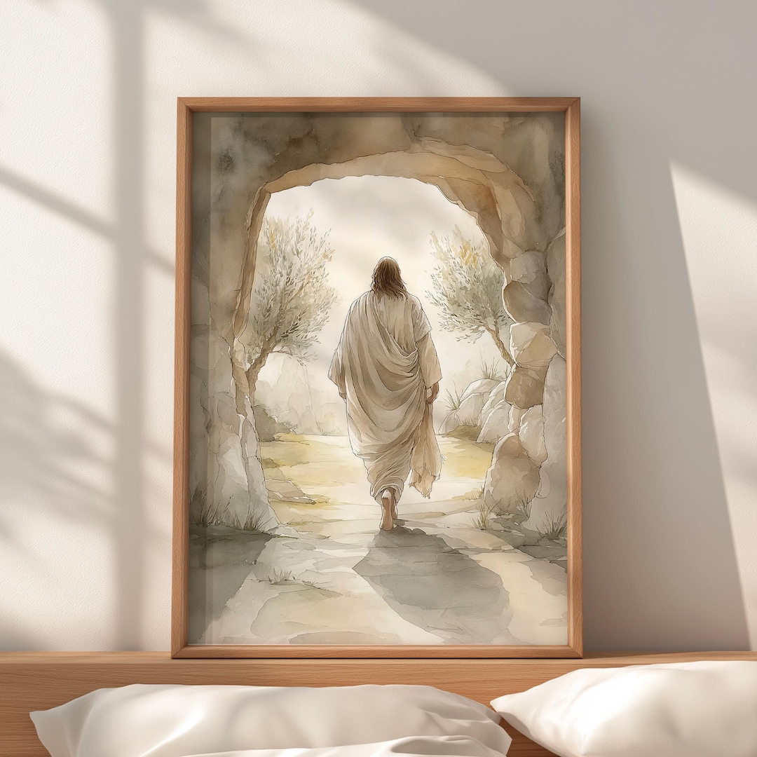 Jesus Resurrection Christian Wall Art, He is Risen Easter Painting ...