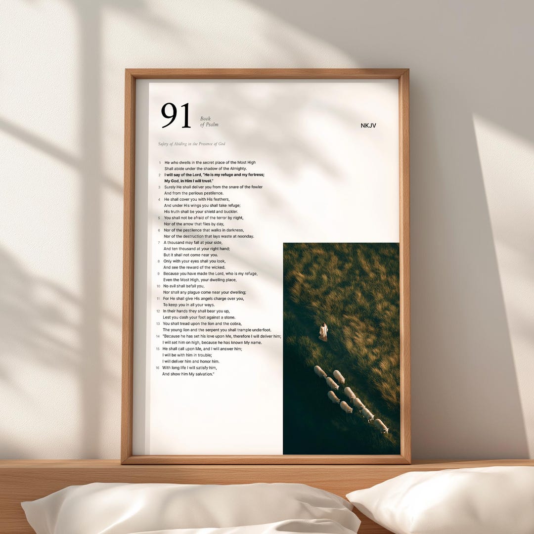 Psalm 91 Wall Art, Bible Verse Poster, Christian Scripture Print ...