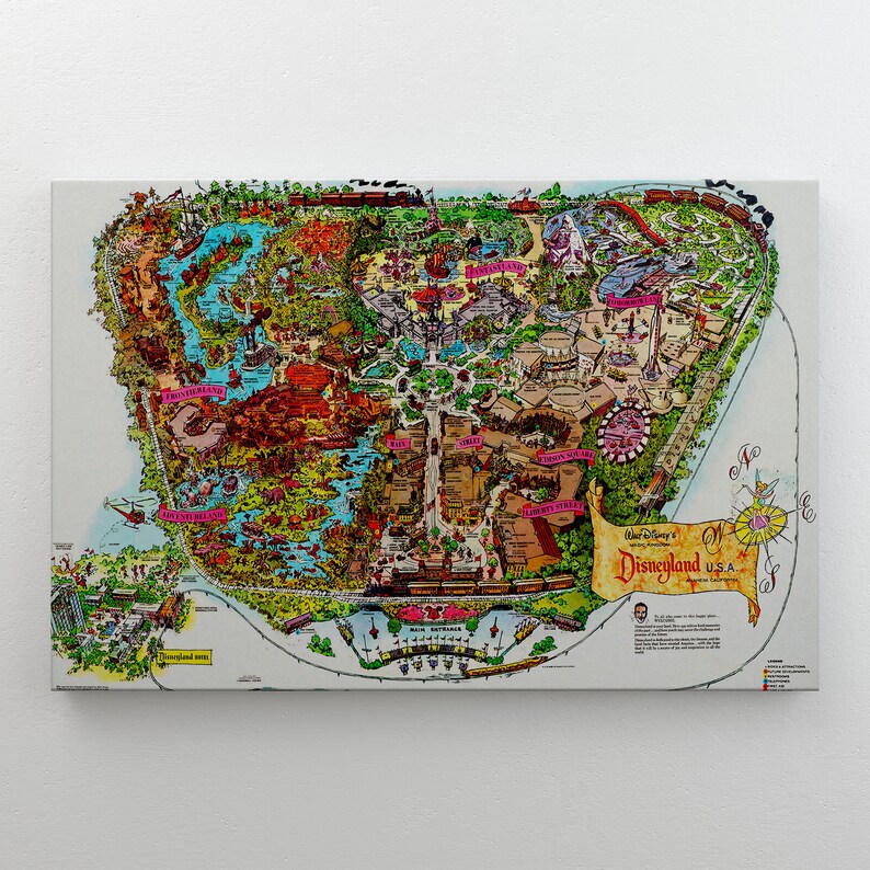 Map Disneyland Poster Disneyland Map Vintage Disney Print Map Park Poster Disney Park Poster Disney Wall Art Poster Disney Art Poster