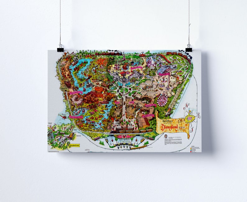Map Disneyland Poster Disneyland Map Vintage Disney Print Map Park Poster Disney Park Poster Disney Wall Art Poster Disney Art Poster