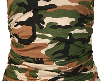 Top Fashion18 Womens Animal Aztec Print Strapless Ruched Boob Tube Ladies Bandeau Top - Sizes 8-14