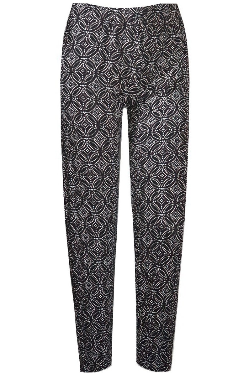 Womens Plus Floral Full Length Trousers Elasticated Waist image 7