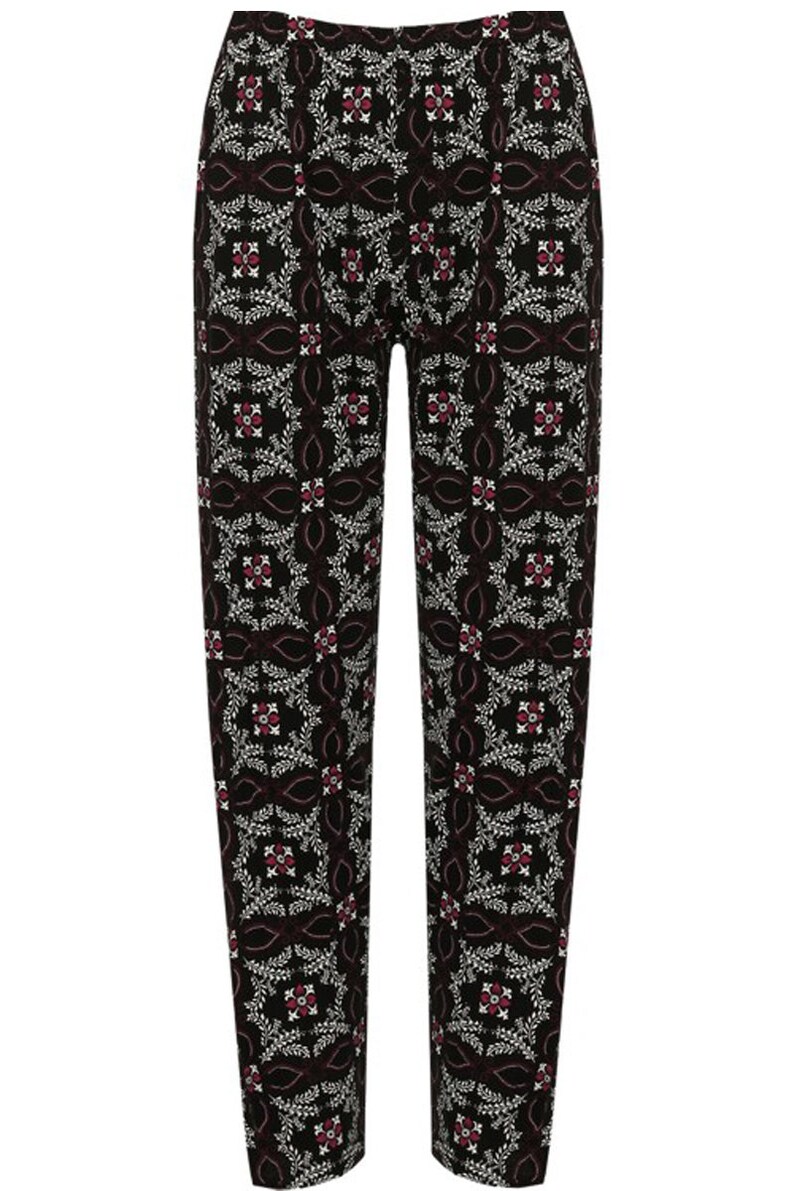 Womens Plus Floral Full Length Trousers Elasticated Waist image 9