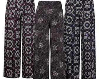 Women's Plus Floral Print Wide Leg Palazzo Trousers Pants Flared 12-26