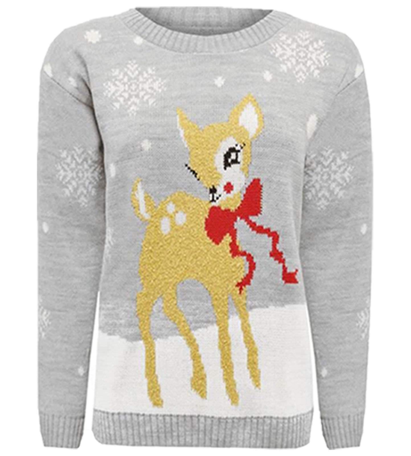 NOROZE Weihnachtspullover Unisex - Rentier & Lebkuchenmann Strickpullover