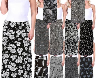 Plus Floral Maxi Skirt Ladies Floral Print Full Length Elasticated Waist 14-28