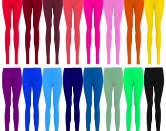 Ladies Stretch Leggings Elasticated Plain Gym Legging Dance Basic Pants 8-14