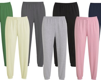 Women's Elasticated Jogging Bottoms Marl Sweatpants Casual Full-Length Elasticated Plain  Bottoms Size 14-28