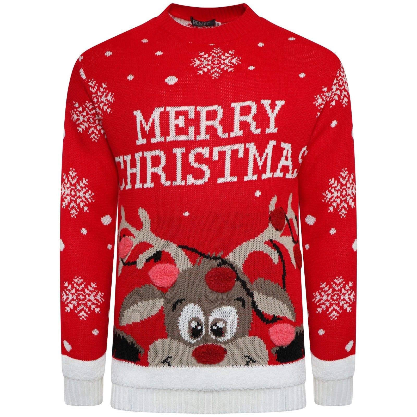 Girls Boys Unisex Christmas Reindeer Snowflake Knitted Rudolf - Etsy UK