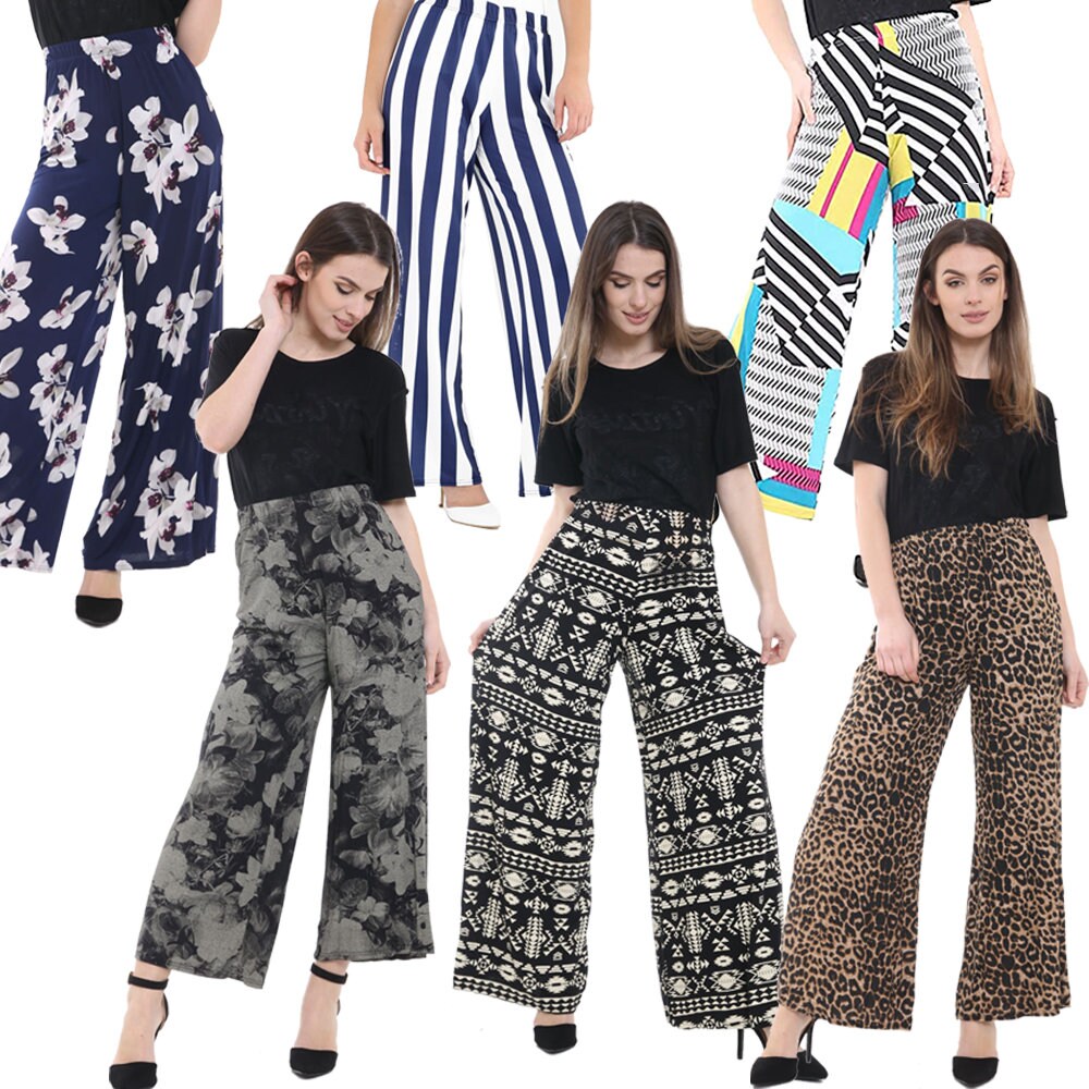 Blue Palazzo Trousers/ High Waisted Palazzo/ Wide Anniversaries