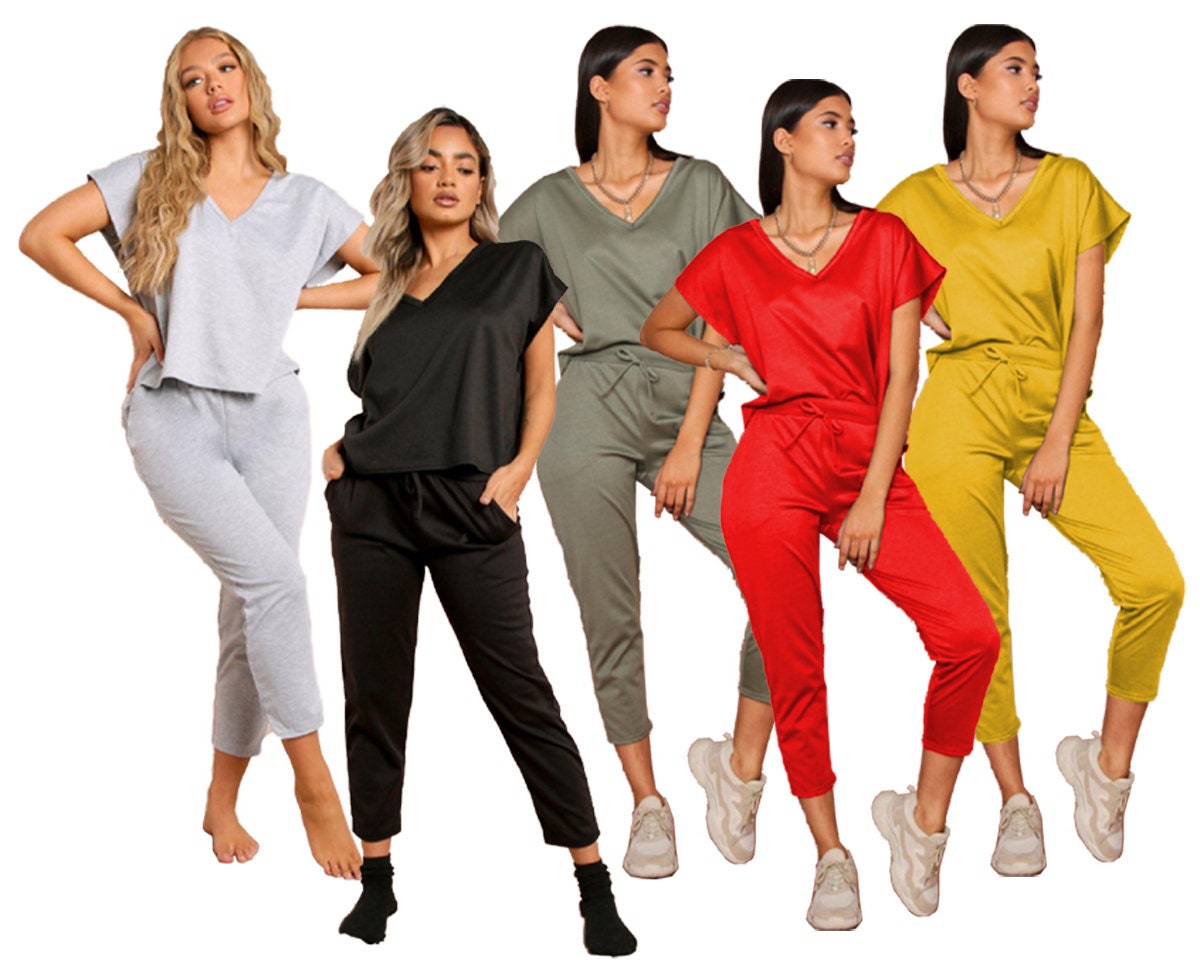 Ladies Casual Lounge Wear Comfortable Vneck Boxy Loungewear Etsy UK