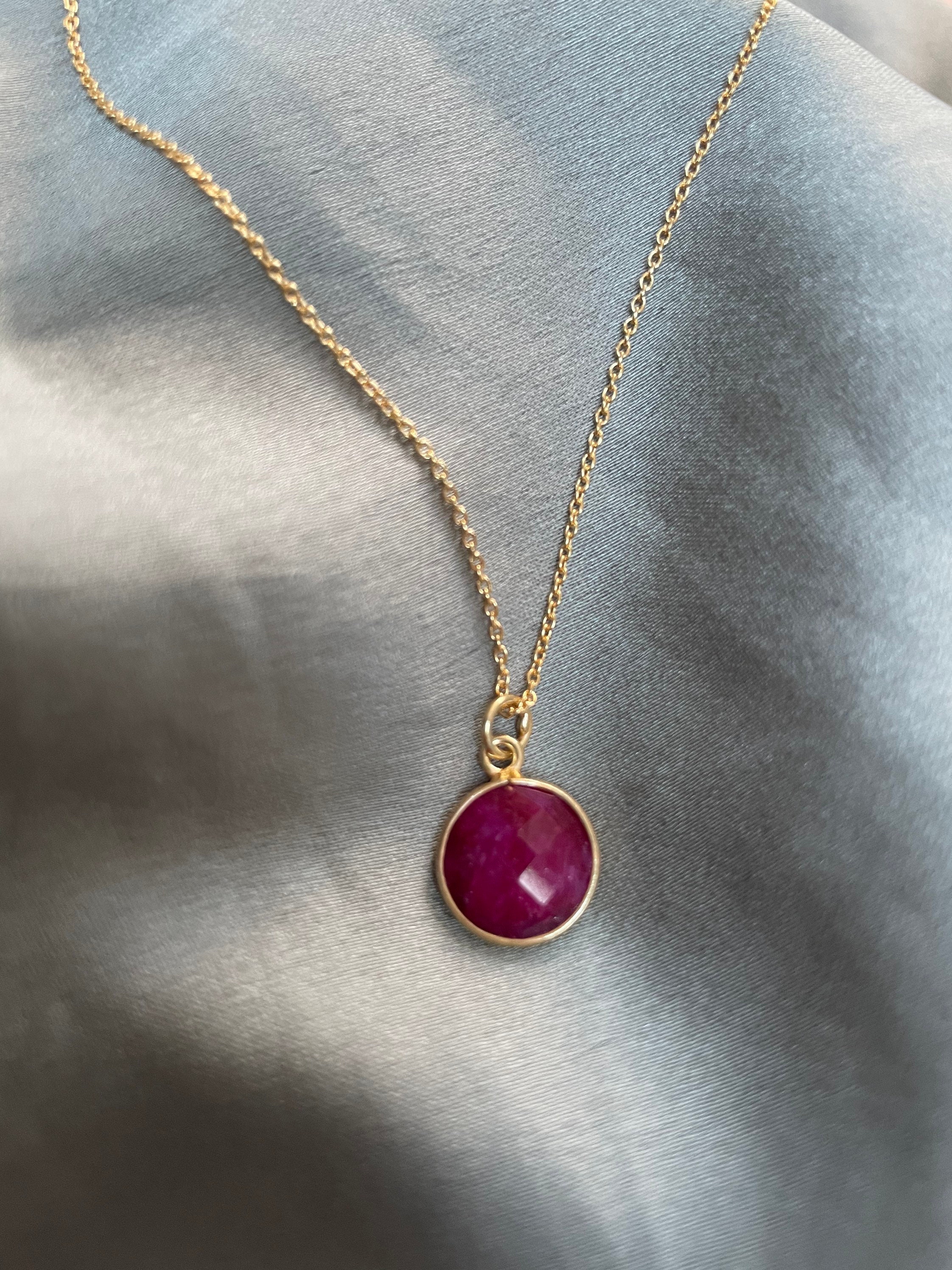Silver Pendant Item #24 Ruby Birthstone of July Silver Pendant Item #24 Ruby Birthstone of July