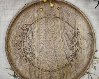 Holz Vorlegeplatte Oliven - Brandmalerei Pyrography