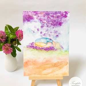Postkarte Yogahaltung Balasana, Aquarell, 10er Set, Yoga, Yogaübung, Postkarten Set, Klimaneutral, Kunstdruck, Illustration, Yogageschenk