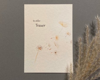 Trauerkarte "In Stiller Trauer" - Pusteblume - Aquarell - Trauerkarten - Kondolenzkarte - Beileidskarte - Klimaneutraler Druck