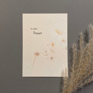 Trauerkarte "In Stiller Trauer" - Pusteblume - Aquarell - Trauerkarten - Kondolenzkarte - Beileidskarte - Klimaneutraler Druck
