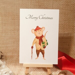 Weihnachtskarte "Merry Christmas" - Grußkarte - Weihnachtspost - Weihnachtsmaus