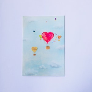 Postkarte Heißluftballon - Geburtstagskarte - Valentinstag - Grußkarte - Liebe