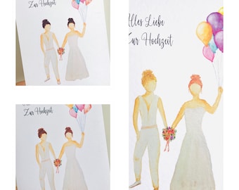 Wedding Card Personalized Women Lesbian Wedding Congratulations Card Same Sex Wedding