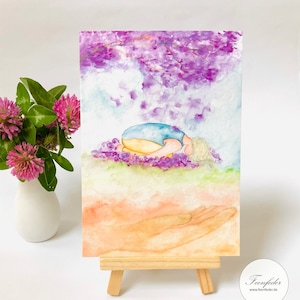 Wandbild Yogapose - Din A6 + Din A5, Balasana - Stellung des Kindes - Kunstdruck - Klimaneutrale Produktion