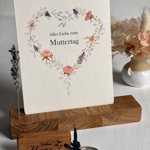 Muttertagsgeschenk Set, Schlüsselanhänger „Weltbeste Mama“, mit Postkarte, Kartenhalter und  Trockenblumen, Geschenk-Box