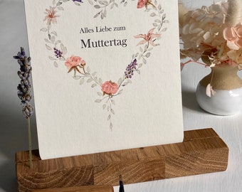 Muttertagsgeschenk Set, Schlüsselanhänger „Weltbeste Mama“, mit Postkarte, Kartenhalter und  Trockenblumen, Geschenk-Box