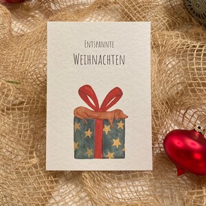 Weihnachtskarte - Entspannte Weihnachten - Dackelkarte - Postkarte - Kunstdruck - Aquarell - Grußkarte