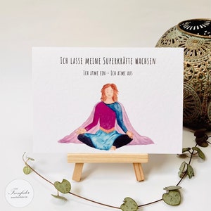 Grußkarte, Ich lasse meine Superkräfte wachsen, Motivationskarte, Meditation, Supermama, Superheldin, Kunstdruck, Klimaneutrale Produktion